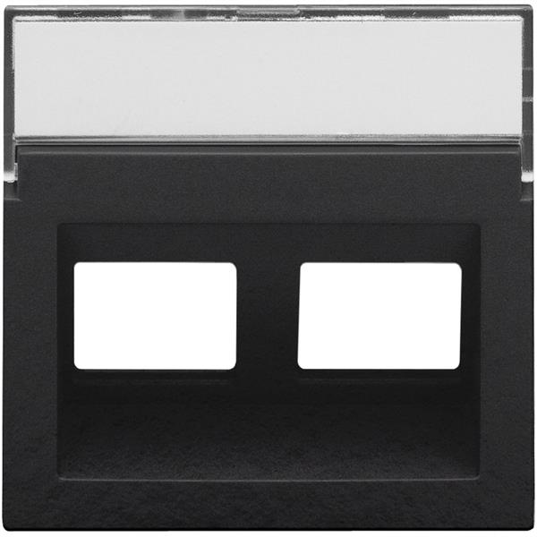 Niko Pure bakelite piano Centraalplaat data 2x RJ schuine uitgang Niko Pure Bakelite piano black