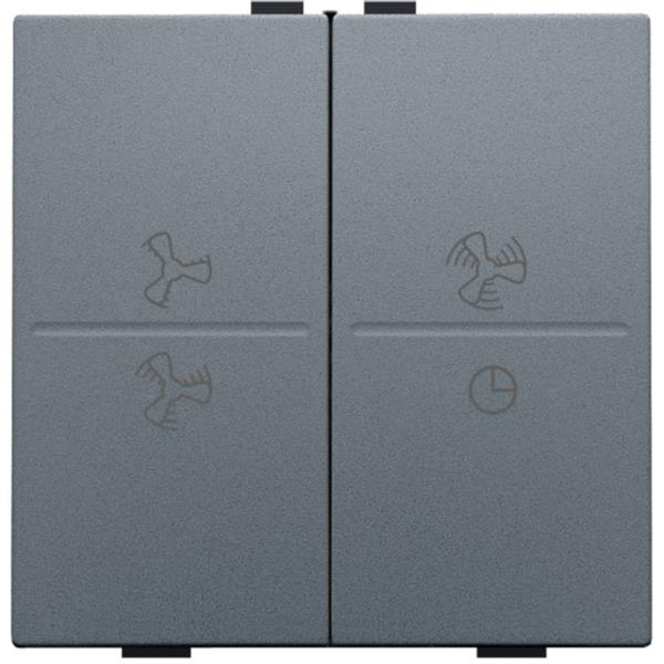 Niko Pure alu steel grey Toets 2-voudig ventilator 0-3 vr drukknop of RF-wandzender 4-voudig Niko draadloze schakelaar met vier toetsen