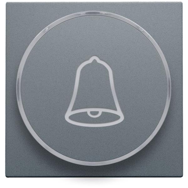 Niko Pure alu steel grey Toets met ring met symbool ‘bel’ voor drukknop 6A Niko Pure alu steel grey