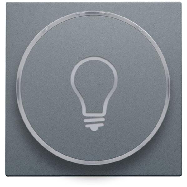 Niko Pure alu steel grey Toets met ring met symbool ‘lamp’ voor drukknop 6A Niko Pure alu steel grey
