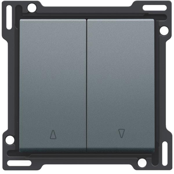 Niko Pure alu steel grey Toets 2-voudig voor rolluikdrukknop Niko Pure alu steel grey