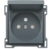 Niko Pure alu steel grey Afwerkingsset voor stopcontact met klapdeksel. 28