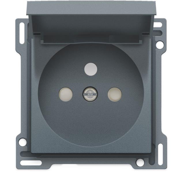 Niko Pure alu steel grey Afwerkingsset voor stopcontact met klapdeksel. 28