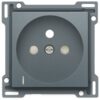 Niko Pure alu steel grey Afwerkingsset met doorschijnende lens voor stopcontact met spanningsaanduiding 28