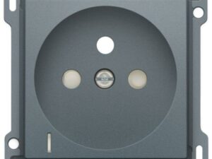 Niko Pure alu steel grey Afwerkingsset met doorschijnende lens voor stopcontact met spanningsaanduiding 28
