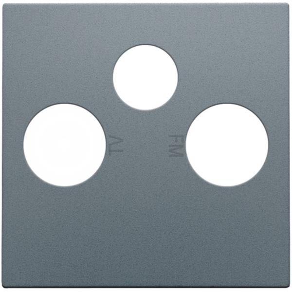 Niko Pure alu steel grey Centraalplaat voor coaxaansluitingen tv + FM + satelliet Niko Pure alu steel grey