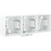 Niko Hydro wit drievoudige horizontale opbouwdoos met één tweevoudige M20-ingang voor drie functies Niko Hydro Wit opbouwdozen