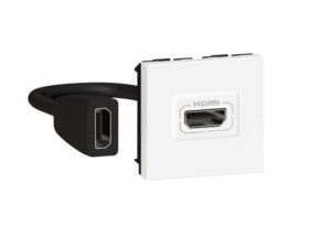 Legrand Mosaic HDMI contactdoos type A versie 1.4 voorgeconnecteerde 2 modules wit Mosaic Stopcontacten