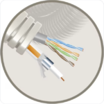 100 meter Elflex voorbedrade buis 20mm + coax tri6 Telenet + data U/UTP5E UTP + Coax in flexibele buis