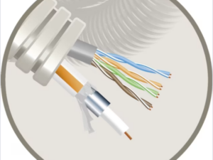 100 meter Elflex voorbedrade buis 20mm + coax tri6 Telenet + data U/UTP5E UTP + Coax in flexibele buis