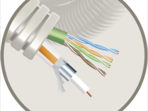 100 meter Elflex voorbedrade buis 20mm + data U/UTP CAT6 PVC + TRI6 UTP + Coax in flexibele buis