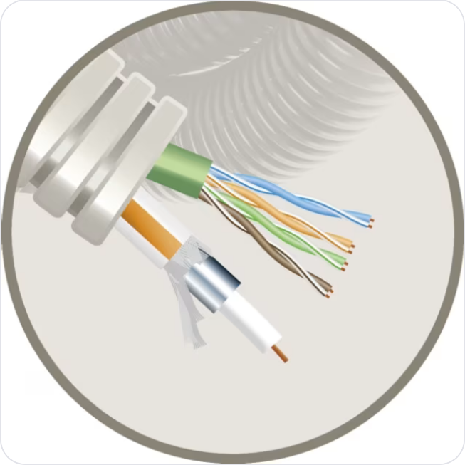 100 meter Elflex voorbedrade buis 20mm + data U/UTP CAT6 PVC + TRI6 UTP + Coax in flexibele buis