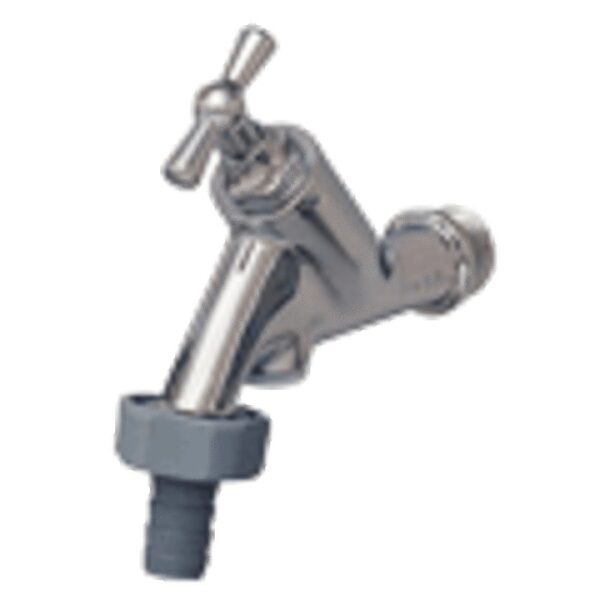Altus dubbel dienstkraan met beluchter en keerklep Belgaqua/Kiwa 1/2″ chroom glanzend Gevel kranen