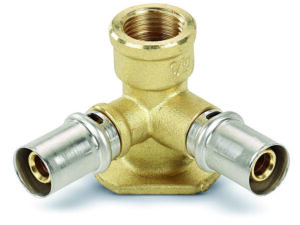 Tubipex dubbele muurplaat Vpe-Alu-buis aansluiting persen H 53 mm 16 x 2.0 mm 1/2″F 16 x 2.0 mm Tubipex Pers muurplaten
