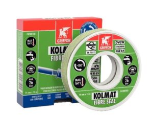 Griffon Kolmat Fibre Seal afdichtingsband vezelversterkt universeel demontabel waterbestendigheid zeer goed temperatuurbestendigheid –50°C +160°C kleur groen rol 14 mm x 15 m Buisafdichting