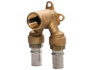 Tubipex dubbele muurplaat recht Vpe-Alu-buis aansluiting persen H 53 mm 16 x 2.0 mm 1/2″F 16 x 2.0 mm Tubipex Pers muurplaten