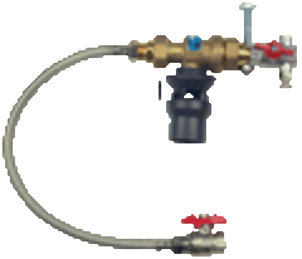 CA vulset voor centrale verwarming met 2 bolkranen (1 met ontluchter) flexibel 500 mm EN 1717 DN 20 3/4″ Vulsets