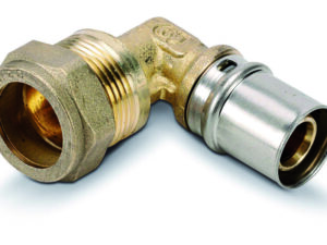 Tubipex bocht 90° Vpe-Alu-buis aansluiting persen bicone 16 x 2.0 mm 15 mm Tubipex pers bocht 90° knel koper