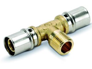 Tubipex t-stuk Vpe-Alu-buis aansluiting persen 16 x 2.0 mm 1/2″M 16 x 2.0 mm Tubipex Pres t-stuk M