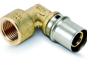 Tubipex bocht 90° Vpe-Alu-buis aansluiting persen 26 x 3.0 mm 3/4″F Tubipex Pers bocht 90° F