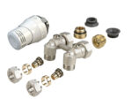 Comap aansluitset voor paneelradiatoren Henrad Premium Line ECO (onderaansluiting 1/2F en 3/4 Euroconus) voor muuraansluiting H-blok muuraansluiting