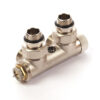 Comap H-blok met insert voor centrale thermostatische aansluiting van verticale radiatoren met aansluiting 1/2″ voor 1 & 2-pijpsinstallaties muuraansluiting H-blok muuraansluiting
