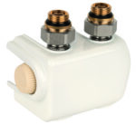 Honeywell Home Therafix H-blok met geïntegreerd insert voor middenaansluiting radiatoraansluiting 1/2″ en 3/4″ recht en haaks 1-pijps met witte afdekkap H-blok muuraansluiting