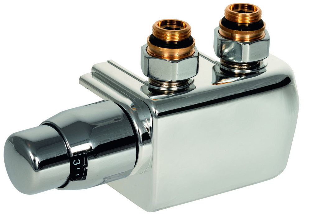 Honeywell Home Set Therafix H-blok met geïntegreerd insert voor radiatoren met middenaansluiting 1/2″ en 3/4″ muur en vloeraansluiting 2-pijps met decoratieve radiatorthermostaat wit/chroom H-blok muuraansluiting