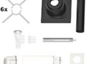 Bosch basispakket D80/125 concentrisch afvoersysteem in PP/metaal (wit) via rookgasafvoerbuis in schacht met schachtafdekking en uitmondingsbuis in zwarte kunststof Bosch