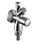 Schell Comfort combinatiehoekstopkraan zelfdichtende schroefdraad messing conus klemschroefkoppeling met terugslagklep en beluchter verlenging en schuifrozet D 54 mm slangaansluiting DN 15 G1/2″M chroom Belgaqua en DVGW keur Schell kranen