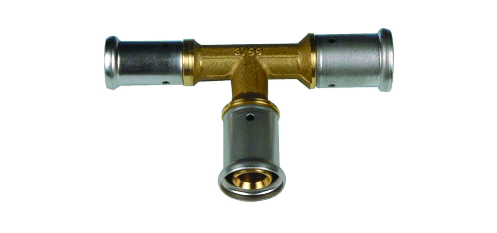 Henco reductie t-stuk messing 20 x 26 x 20mm Henco Messing T-stuk