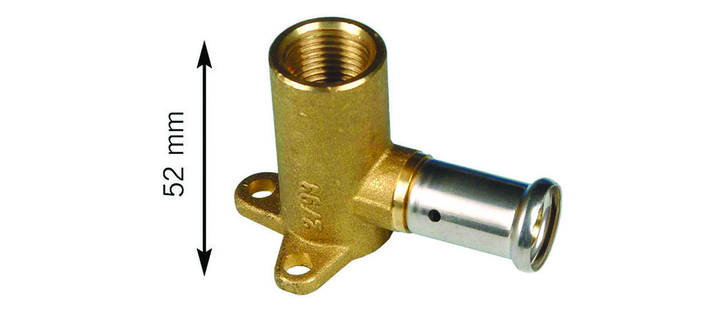 Henco enkele muurplaat messing 20mm x 3/4F Henco messing muurplaat