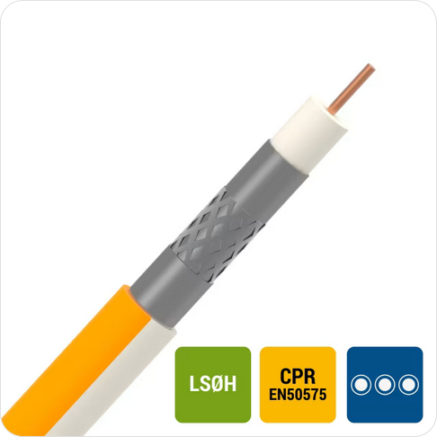 100 Meter Coax LS0H FRNC6 TRI6 7mm binnen <30m 75 ohm Telenet Voo Cca s1d2a1