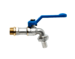 Dienstbolkraan dubbel chromat met lange hendel 1/2" blauw Gevel kranen