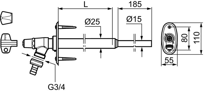 Mora Moragarden vorstvrije tuinkraan 400 mm Vorstvrije kranen