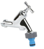 Altus dubbel dienstkraan met beluchter en keerklep Belgaqua/Kiwa 1/2" chroom glanzend Gevel kranen