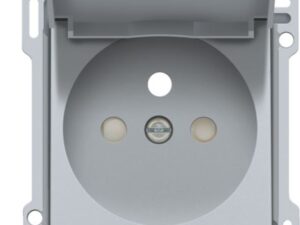 Niko intense sterling Centraalplaat met klapdeksel voor wandcontactdoos 2P+A (pen)+veiligheid