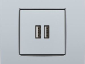 Niko intense sterling afwerkingsset voor dubbele USB-A-lader