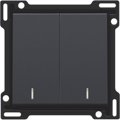 Niko Intense Anthracite Coated Toets met lens 2-voudig voor drukknop 122-61507 RAL 7022