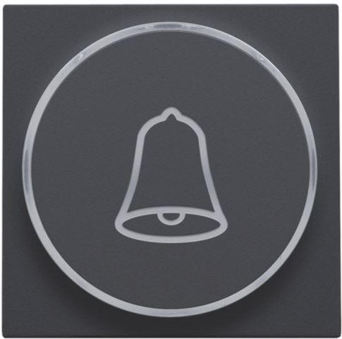 Niko Intense Anthracite Coated Toets met doorschijnende ring en belsymbool voor drukknop 6A
