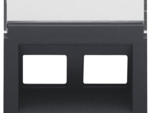 Niko Intense Anthracite Coated Centraalplaat 2x RJ45 STP cat.6 schuin met doorzichtig tekstveld