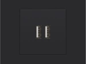 Niko Pure steel black Afwerkingsset voor dubbele USB-A-lader