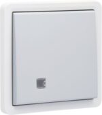 Niko Hydro grijs verlichtbare enkelvoudige drukknop 10 A/250 Vac met doorschijnend venster en een N.O.-of N.G.-contact
