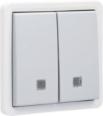 Niko Hydro grijs verlichtbare dubbele drukknop 10A 250V 2xNO met doorschijnend lens