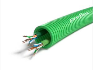 100 meter groen 2 X U/UTP CAT6 Preflex safe voorbedrade buis 20mm LS0H Halogeen UTP/telefonie