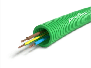 50 Meter groen 3G6mm² Preflex safe voorbedrade buis 25mm LS0H draad H07Z1-U Halogeenvrije flex 6mm²