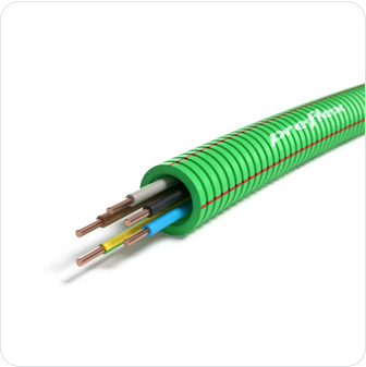 100 meter groen 5G2,5mm² Preflex safe voorbedrade buis 20mm LS0H draad H07Z1-U Halogeenvrije flex 2,5mm²
