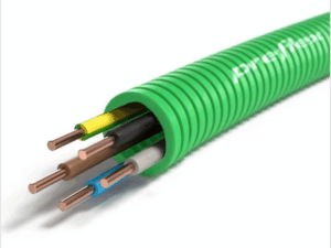 50 Meter groen 5G4mm² Preflex safe voorbedrade buis 25mm LS0H draad H07Z1-U Halogeenvrije flex 4mm²