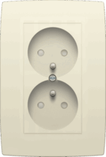 Niko original cream Dubbel stopcontact verticaal inbouwdiepte 24 mm Niko Stopcontacten