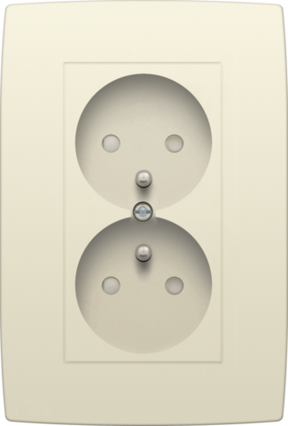 Niko original cream Dubbel stopcontact verticaal inbouwdiepte 24 mm Niko Stopcontacten